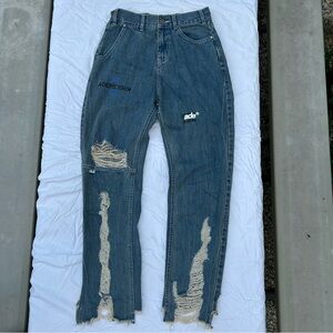 ADER ERROR Distressed Straight Denim Jeans, Size A1 Streetwear Gorpcore Grunge
